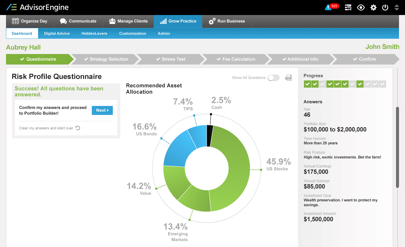 AdvisorEngine UI design